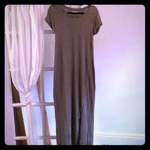 Army green fitted maxi dress (medium)